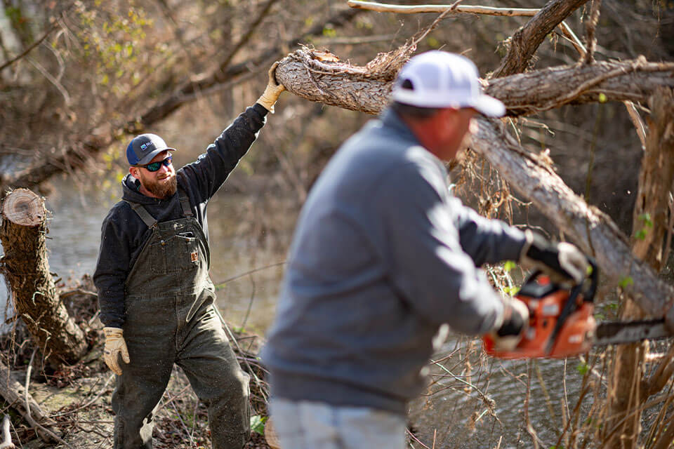 Rural 1st customers cut down fallen trees in Tennessee